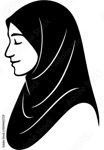 Female Silhouette Profile Wearing Hijab
