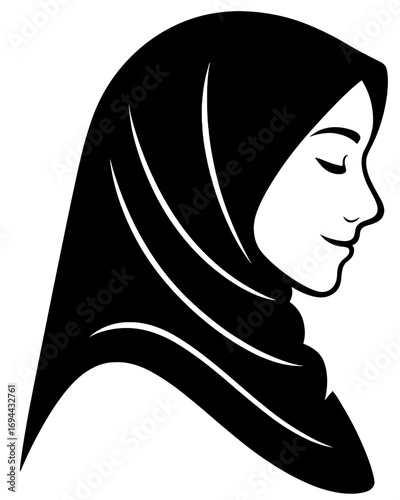 Female Silhouette Side Profile Wearing Hijab