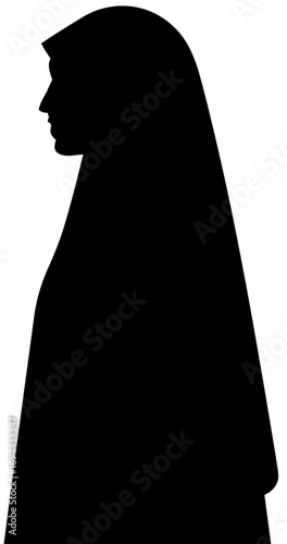 Silhouette of Muslim Woman in Long Hijab Abaya Side Profile