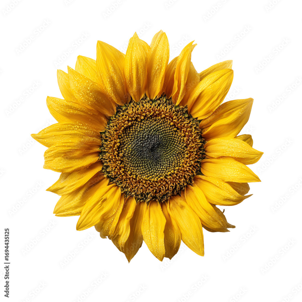 Fototapeta premium Closeup of a sunflower isolated on transparent background