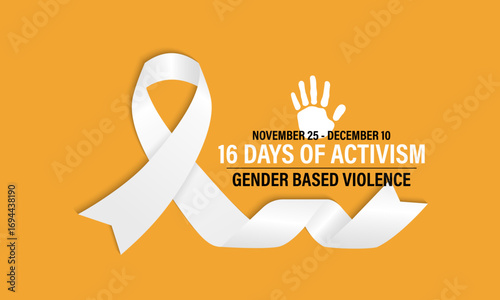 16 Days of Activism raises global awareness to stop gender-based violence, empower women, and support survivors.  Banner poster, social media, flyer and background design template. Vector illustration