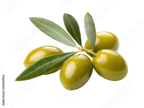 A cluster of green olives isolated on transparent background