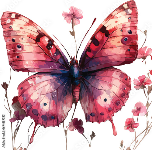 Colorful monarch butterfly on white background