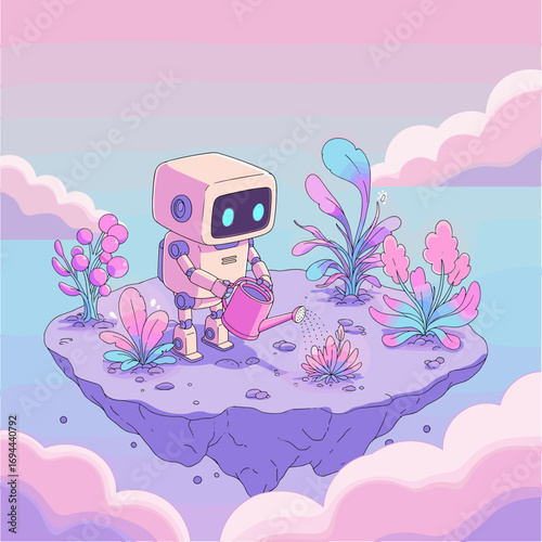 Robot Gardening on a Floating Island