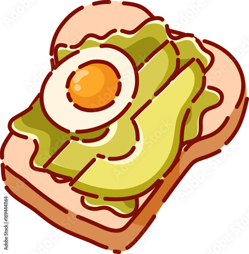Illustration of a avocado, lettuce and Egg Sandwich