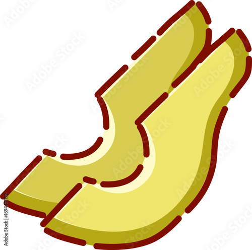 Illustration of sliced avocado