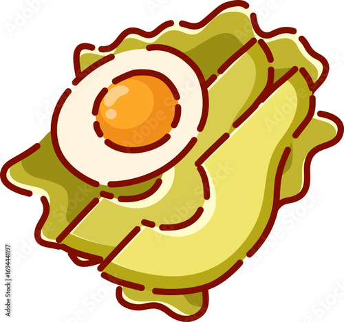 Illustration of sliced egg, avocado and lettuce