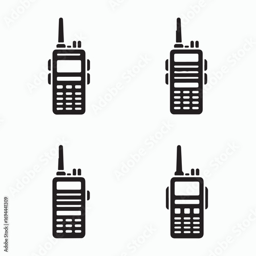 Walkie talkie wireless device solid icons pack
