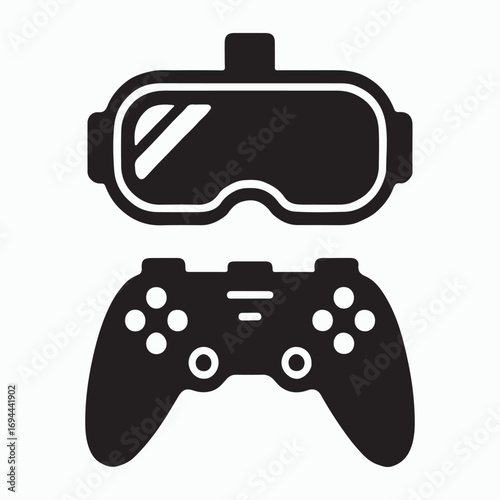 VR headset technology solid icon graphic