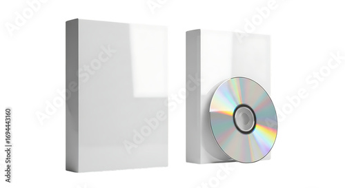 Two blank software boxes with a cd isolated on transparent background