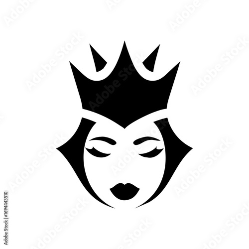 Elegant queen face outline logo minimal feminine profile beauty crown vector art