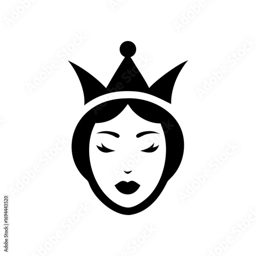 Elegant queen face outline logo design minimal feminine beauty crown illustration