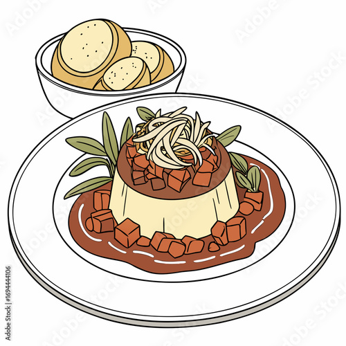 Delicious Creamy Panna Cotta with Autumnal Fruit Compote and Garlic Bread