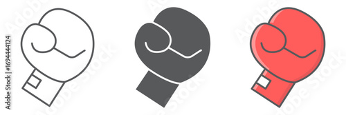 Boxing glove icon collection, fitness and sport, boxing sign vector graphics, editable stroke linear icons