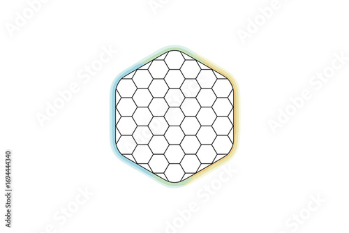 Hexagon Grid with Gradient Border: Modern Tech Design with Honeycomb Pattern for Backgrounds, Scientific Visualizations, and Conceptual Illustrations or Digital Art