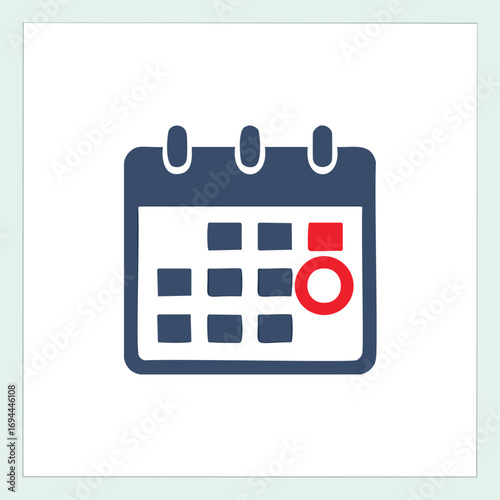 Blue calendar with red highlighted date reminder schedule
