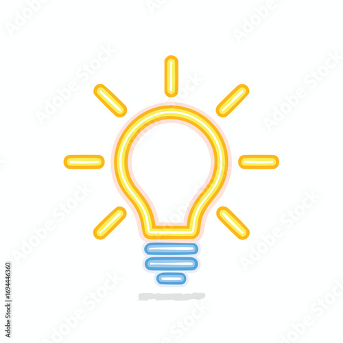 Bright glowing light bulb symbol idea innovation