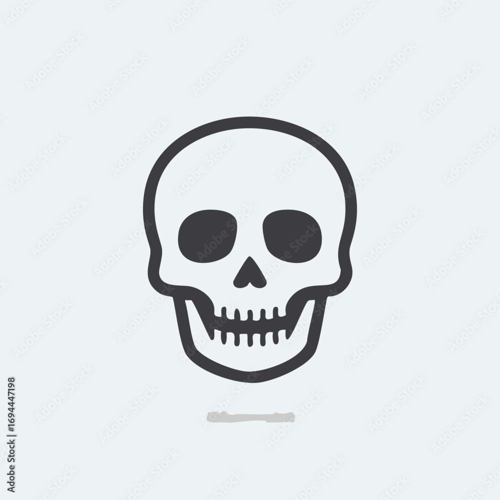 Obraz premium Dark gray skull graphic on light gray background icon