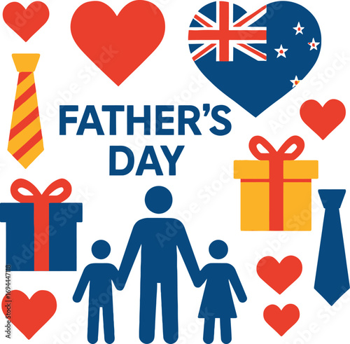 set of gift boxes with hearts fathers day theme
