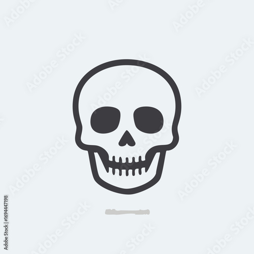 Dark gray skull graphic on light gray background icon