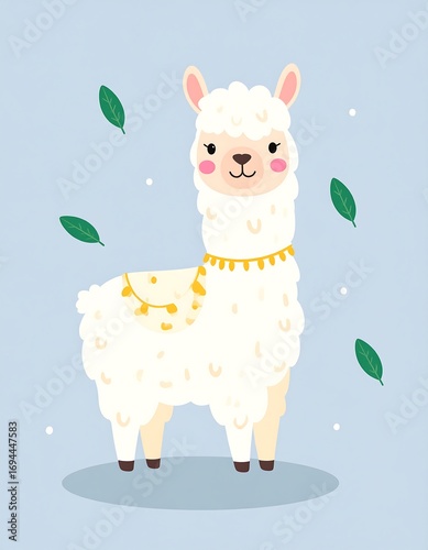 Cute llama with decorative collar