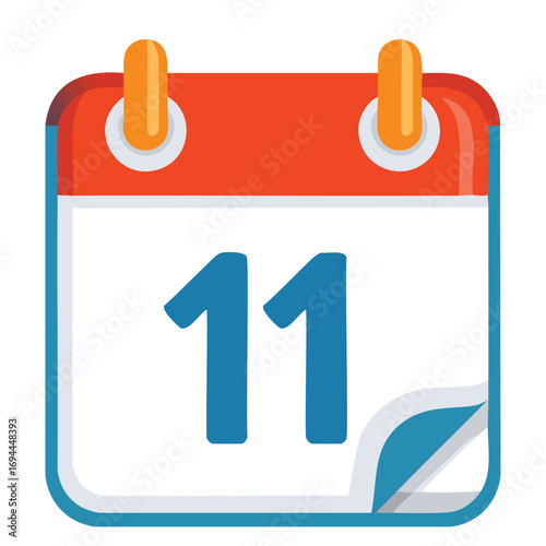 Orange and blue calendar page with number eleven date