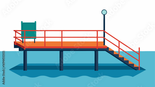 Fishing Dock with Accessibility Features A fishing dock designed with wide platforms and handrails allowing individuals with disabilities to fish comfortably.