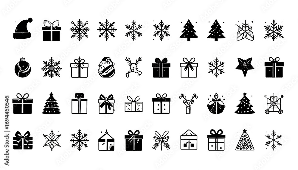 Fototapeta premium Christmas stickers collection with cute seasonal elements