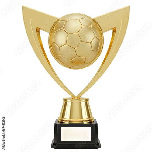 Golden football trophy representing victory and achievement in sports.