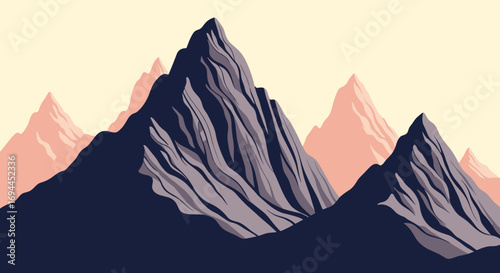 Majestic peaks under a soft hazy sky a beautiful mountain landscape