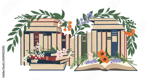 Celebrate the joy of reading with this beautiful literary illustration