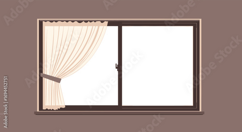 Elegant sheer curtains framing a modern sliding glass window with a comfortable home atmosphere