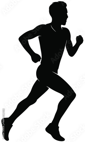 Silhouette of Running Man | Athlete Jogging Fitness Illustration