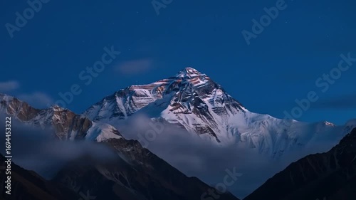 Himalayan Peak at Sunrise and Sunset: A Timelapse Journey of Light and Shadow Over Majestic Mountains, Captured in Stunning Time-Lapse