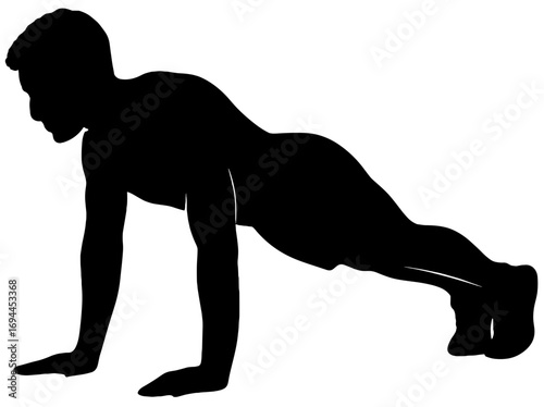 Silhouette of Man Doing Push Up | Fitness Workout Illustration