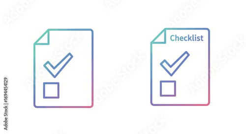 Checklist Icon with Checkmark and Empty Box on Paper, Business and Task Management Concept