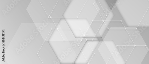 Abstract banner web white and gray geometric hexagon overlapping technology corporate concept background
