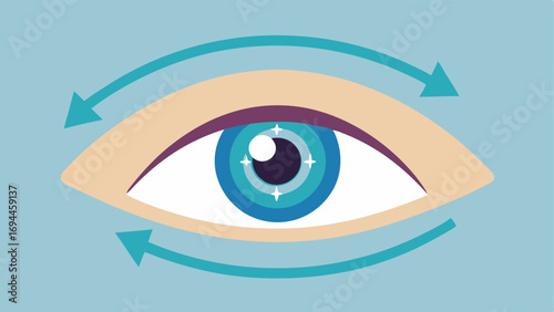 CloseUp of Eye Area A vector depiction of an eye area highlighting firmness with visual cues like tightening skin and reduced puffiness complemented by arrows indicating