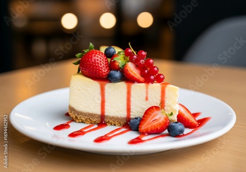 Decadent Cheesecake Slice with Fresh Berries