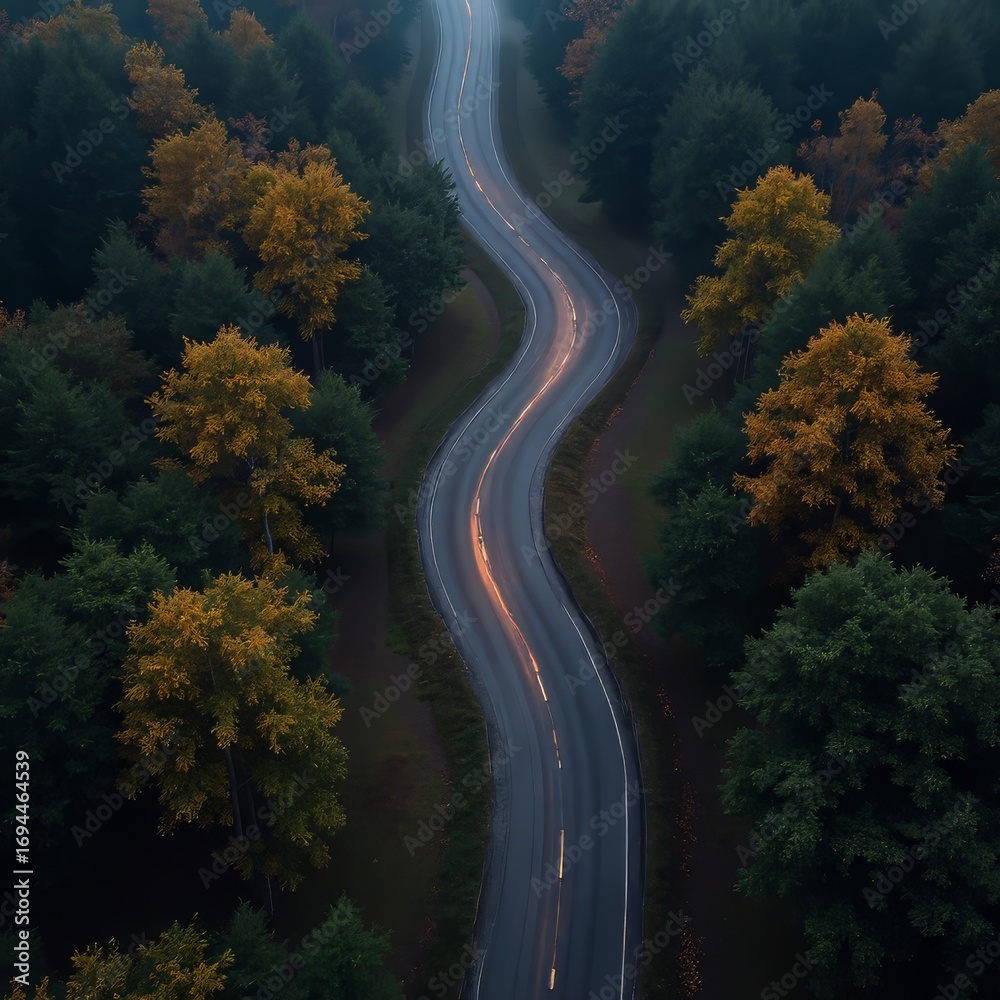 Fototapeta premium Road Through Forest in Autumn