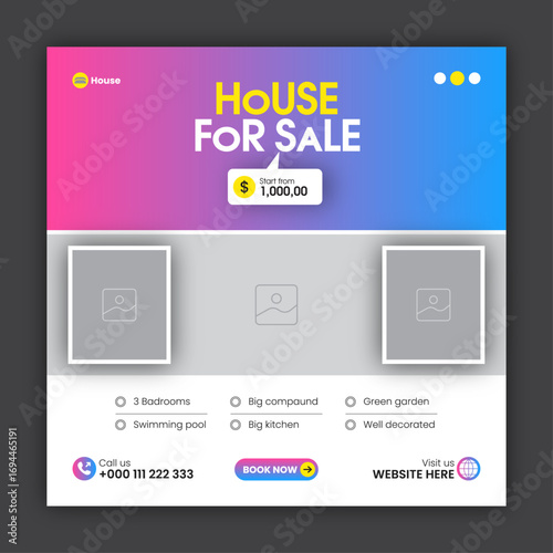 Real estate social media post web banner design template