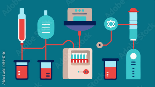 Equipment CloseUp An illustration showcasing CRISPR equipment such as micropipettes centrifuges and thermal cyclers with explanatory labels for each tools function in gene editing.
