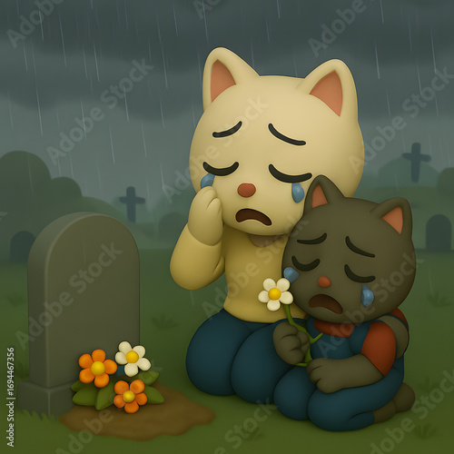 cat and mouse on the grass