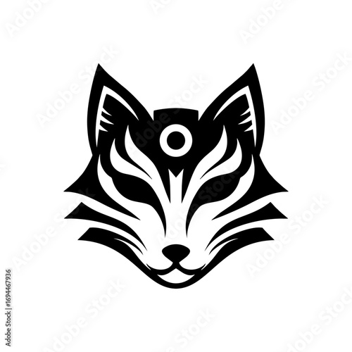 abstract elegant fox mask in tribal style, perfect for cultural events or sports team mascots, vector illustration design