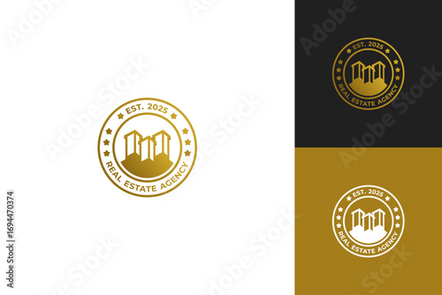 Real Estate Agency Badge Logo – Gold Emblem Design