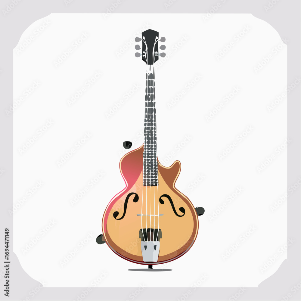 Obraz premium Elegant hollow-body electric guitar ready for jazz performance or studio recording sessions