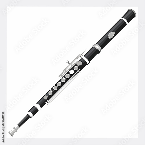 Elegant black clarinet with silver keys offers a professional musical instrument visual for performance and practice themes