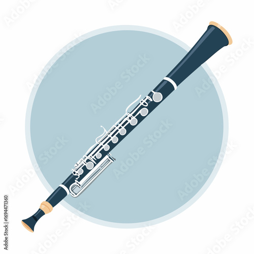Elegant dark clarinet with silver keys and light wood accents poised for beautiful musical performance
