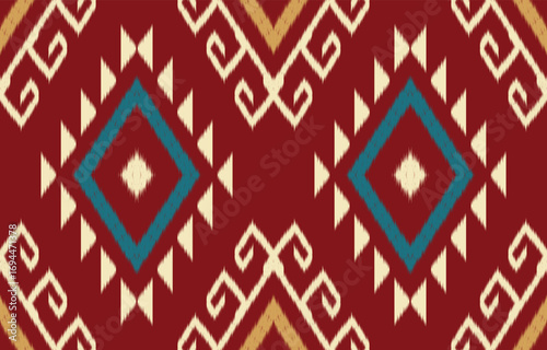 Ethnic abstract ikat art. Aztec ornament print. geometric ethnic pattern seamless  color oriental.  Design for background ,curtain, carpet, wallpaper, clothing, wrapping, Batik, vector illustration.
