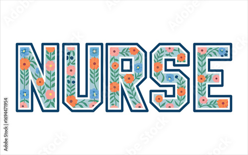 Floral Nurse Word Art